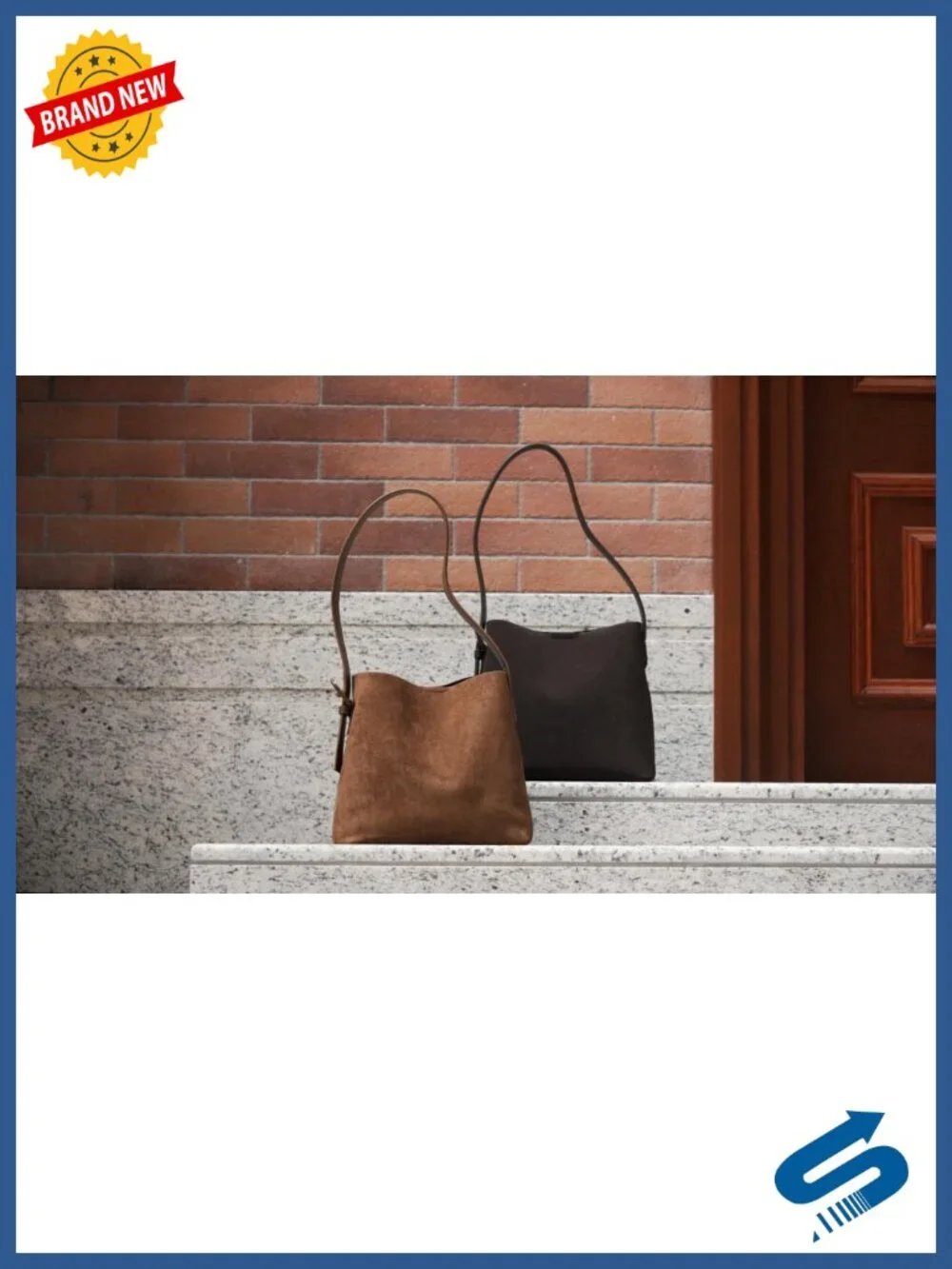 Faux Suede Bucket Bag with Adjustable Strap and Detachable Pouch